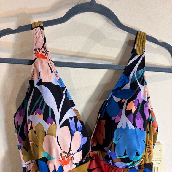 PROFILE BY GOTTEX Sz 14D One Piece Bathing Suit Floral Ruffle Hem Padded Bra NEW - Picture 2 of 10